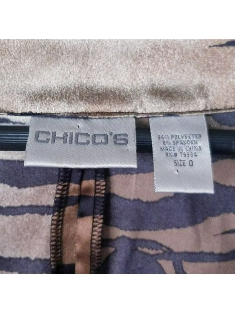 Chico's Women's Zebra Animal Print Midi Dress 3/4 Sleeve Size 0 Brown Black - Picture 3 of 4